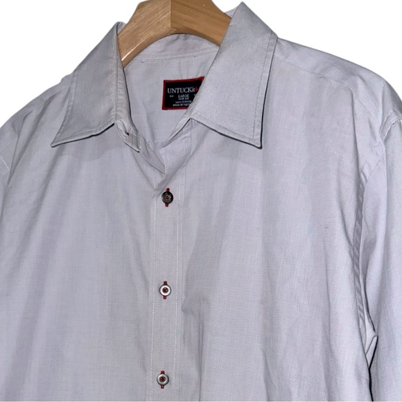 UNTUCKit Men’s Size L Heather Gray Button Down Slim Fit Long Sleeve Cotton Shirt - Picture 1 of 5